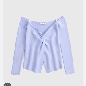 Abercrombie & Fitch Periwinkle Off-Shoulder Twist Sweater Blouse